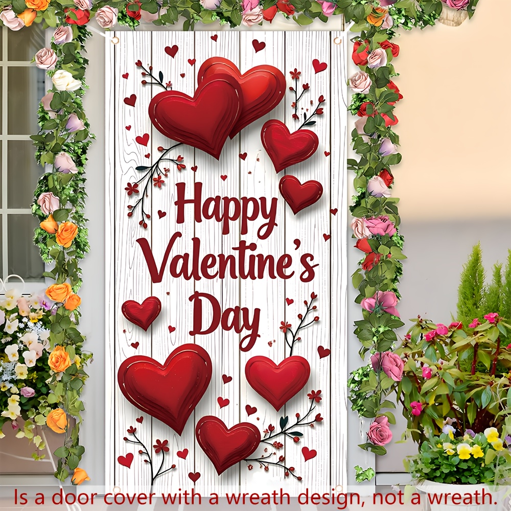 

2d Door Banner, 1pc Modern Polyester Valentine's Day Door Cover, " X 35.4" - No Electricity Needed, Featherless, For Party Decoration, Room & Garden Wall Decor