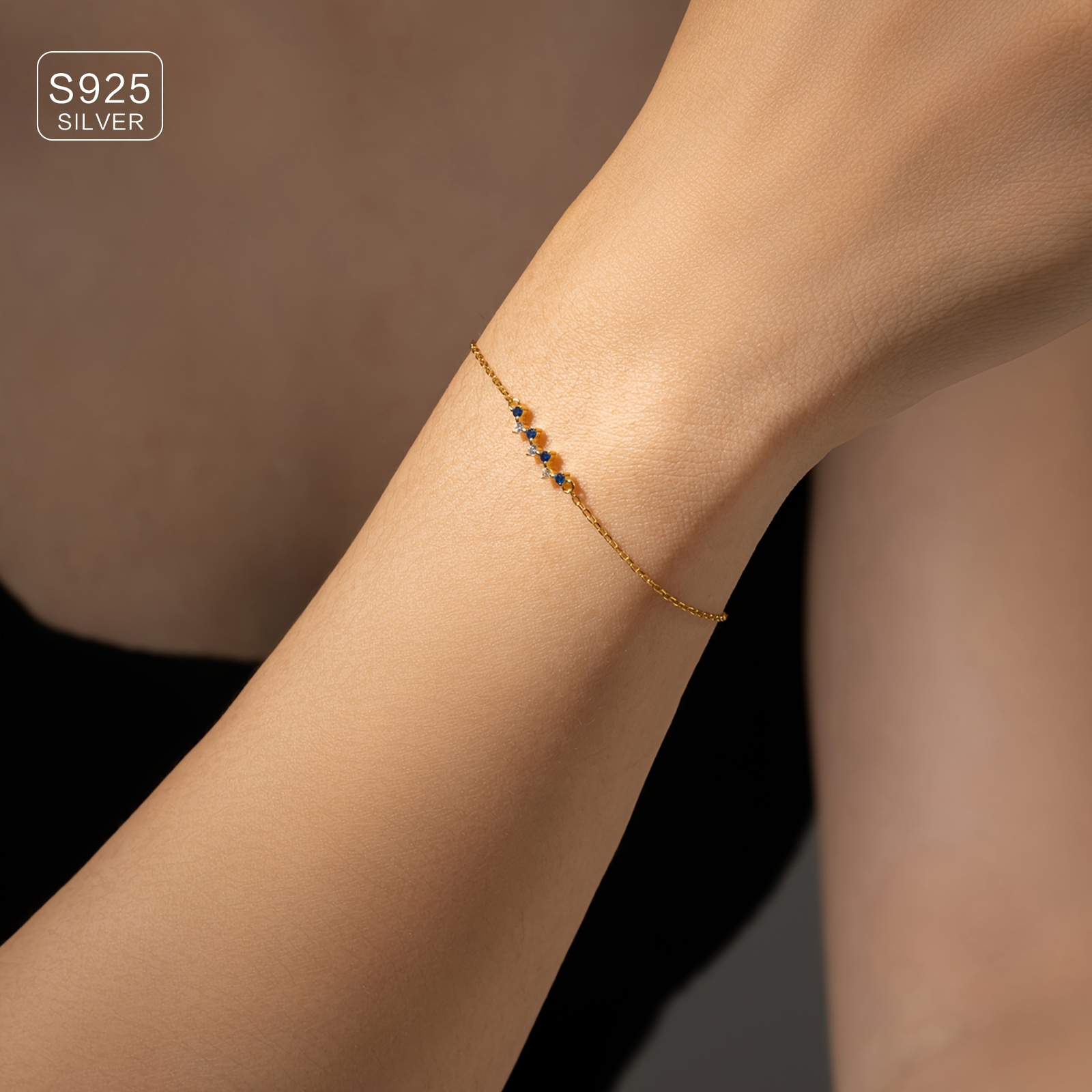 Golden Plated CZ Sterling Silver Bracelet for Women