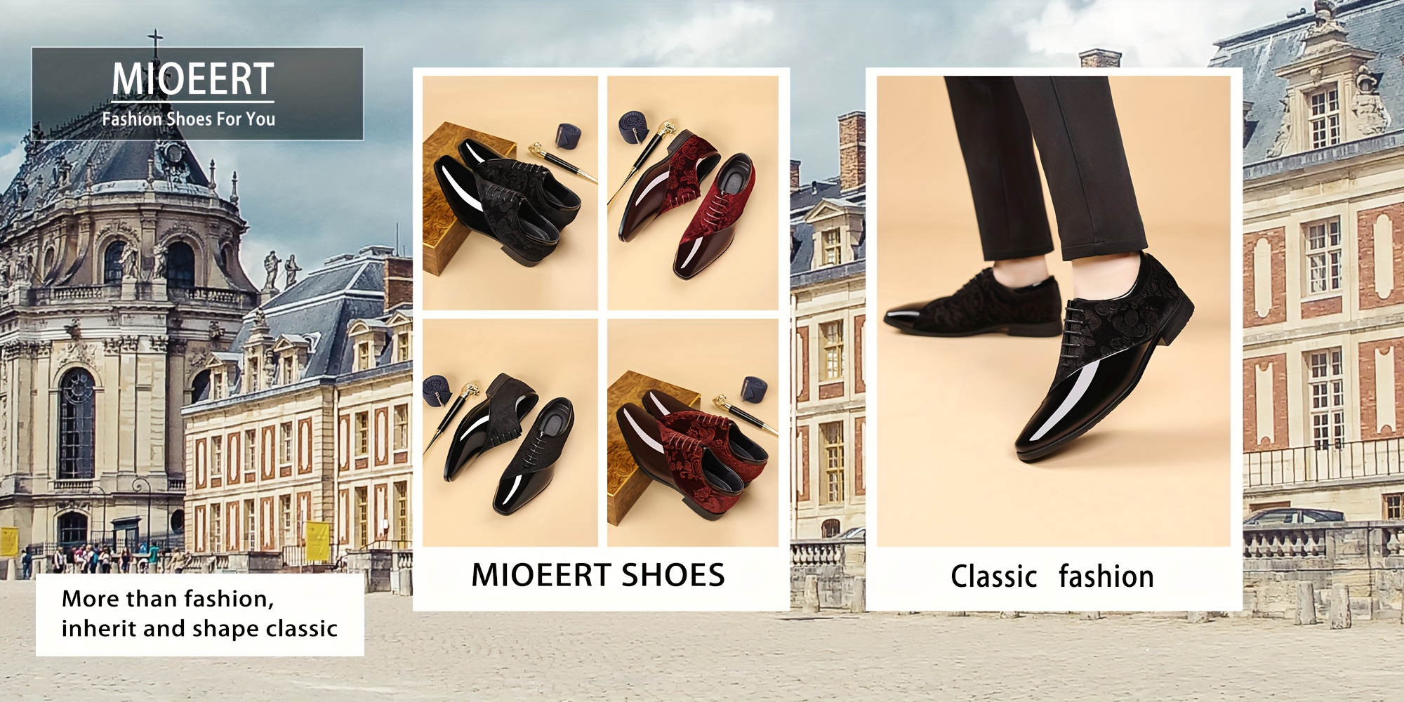 MIOEERT Men's Glossy Patent -like Dress Shoes - Glossy Black & Golden Lace-Up Low-Top Oxford Tuxedo Shoes with Lace Paneling, Glossy Polish, Round Toe & Rubber Sole for Weddings, Business, Formal Events - Luxury Dress Shoes for Men (Black & Golden) - PU/Fabric Upper & Lining, Lace-Up Closure, Suitable for Spring/Summer/Fall, Wedding & British Style (Ideal for Tuxedos) -, Mens Plus Size Dress Shoes, Sneakers For Men High Quality, Non Slip Shoes For Men,