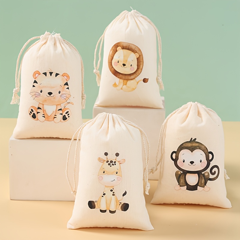 6pcs cotton material candy drawstring bags for party favors animal theme scale candy gift bags   bags birthday   material bags jewelry packaging bag wedding gift bag wedding decor