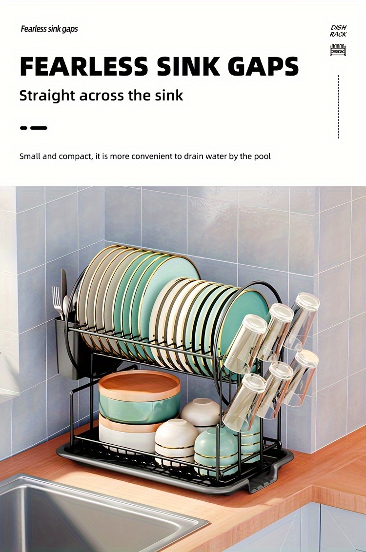 a   of two layer drying innovative storage rack a multifunctional large capacity shelf for the kitchen minimalist decor detachable and easy to   black Product details 6