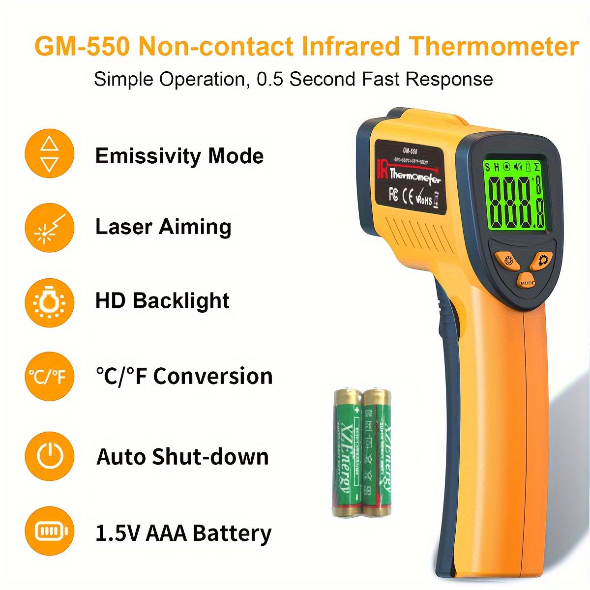 Thermomètre infrarouge -30° à +550°