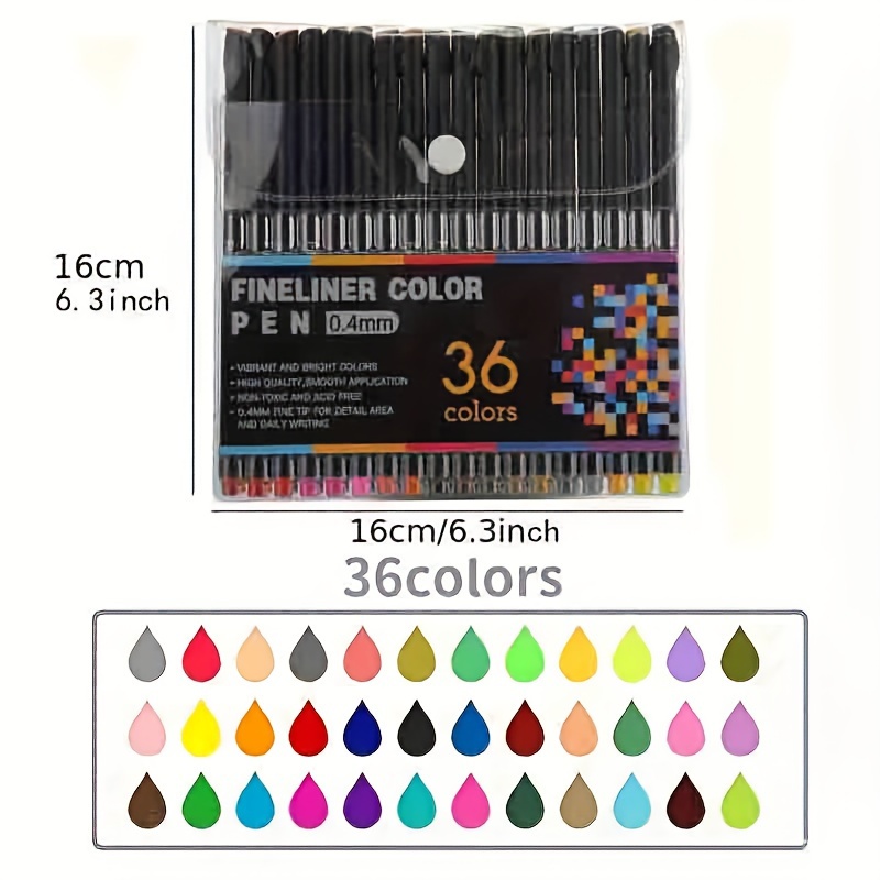 

36-pack Fineliner Color Pens Set, 0.4mm Fine Tip Drawing Pens For Bullet Journal, Note Taking, Calendar Coloring, Art, Office, And School Supplies - Non-toxic And Acid-free Plastic Material