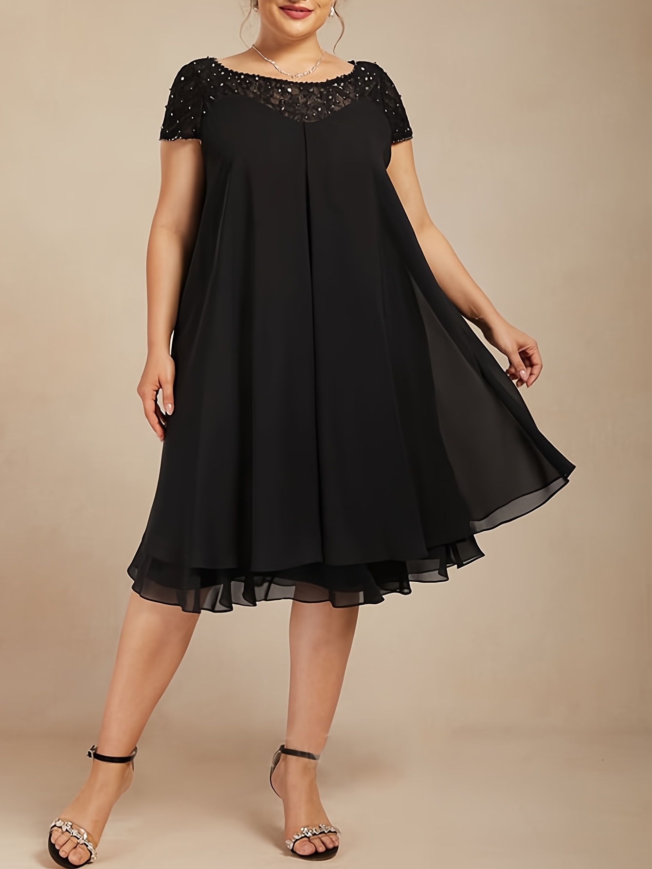 slim fit dress slacks Ever-Pretty 2026 Elegant Deep V-Neck Glitter Evening Dress with Front Slit main image 1