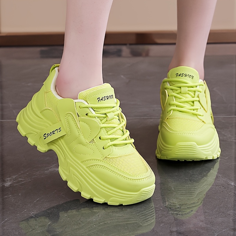 Shoes Outfit Neon Yellow Athletic Shoes Athletic Shoes Chunky Neon