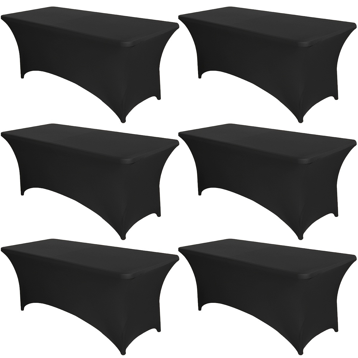 

6ft, Black, Tablecloths For Halloween Events, Weddings, Banquets, Birthdays And Christmas Parties, Tight, Fitted, Washable, Wrinkle Resistant Stretch Rectangular Table Covers [72lx30wx30h Inch] White