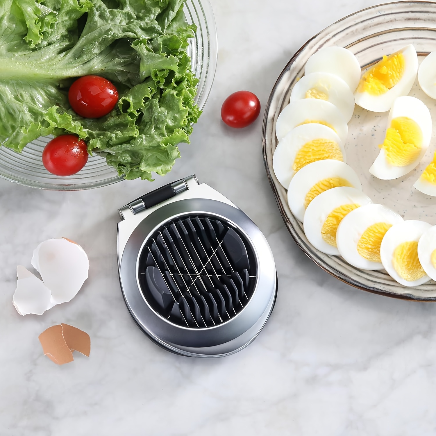 Image of Egg Slicer For Hard Boiled Eggs, Heavy Duty Egg Cutter For Egg Strawberry Mushroom Soft Fruit, Stainless Steel Wire With 3 Slicing Styles, Easy To Clean