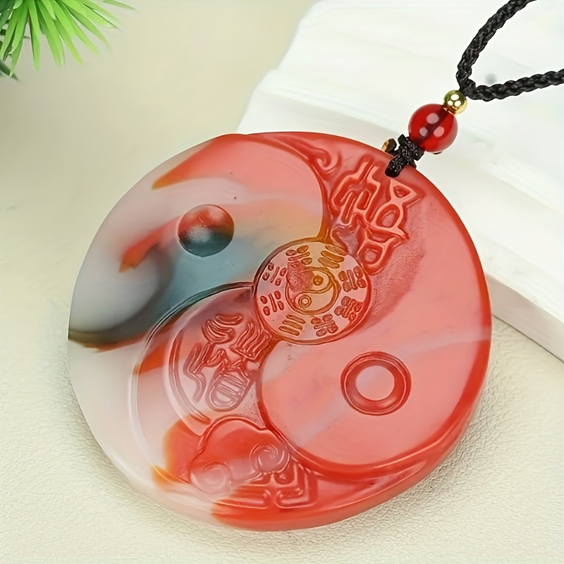 Natural Stone Pendant Necklace, Large Men's Style