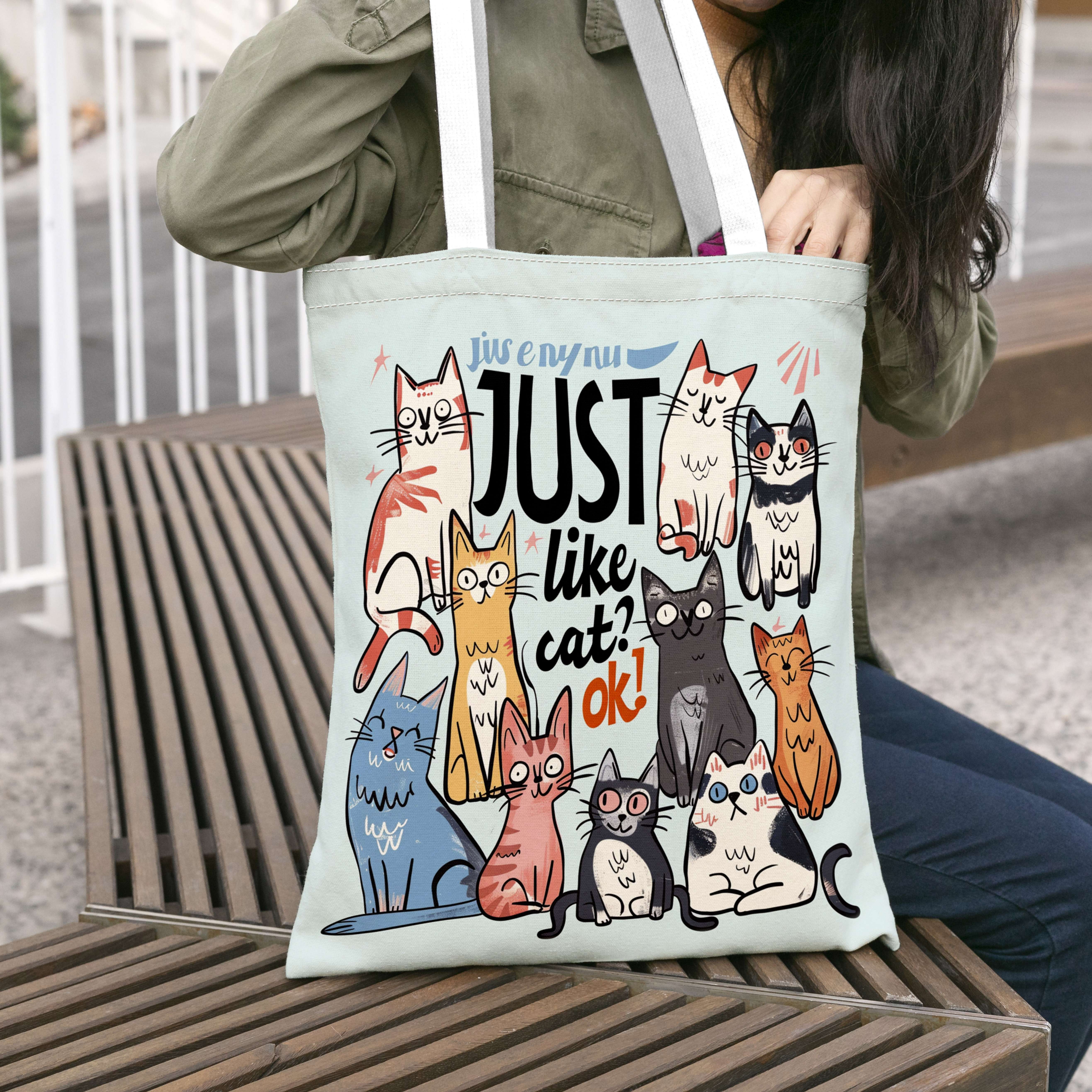 TEMU Sac en toile sur le thème du chat, et amusant, avec une grande capacité, parfait pour le shopping, les voyages et l'utilisation quotidienne. Un
