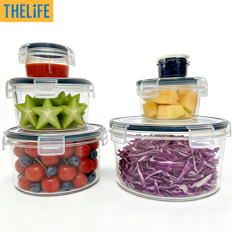 12pcs Round Pp Food Storage Containers Set, 6 Containers + 6 Lids, Airtight Plastic Meal Prep Bowls, Microwave Freezer Dishwasher Safe, Stack Stackable Kitchen Storage