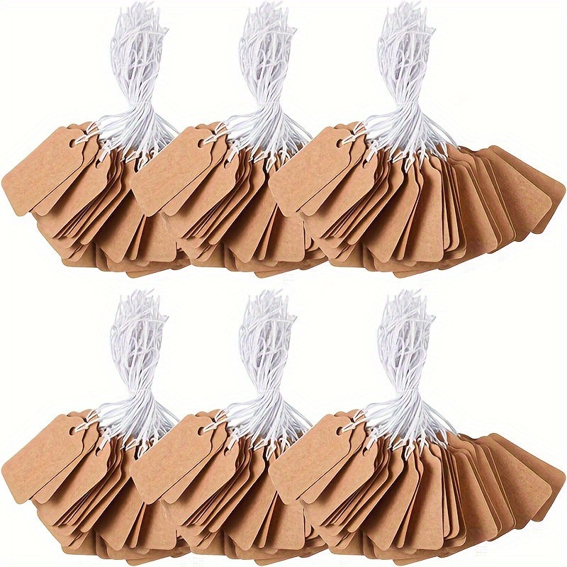 

100pcs Paper Price Display Blank Tags Khaki Color Tags Price Tags Hanging Card With Rope Set Tags Diy Christmas Hanging Rope Blank Tags