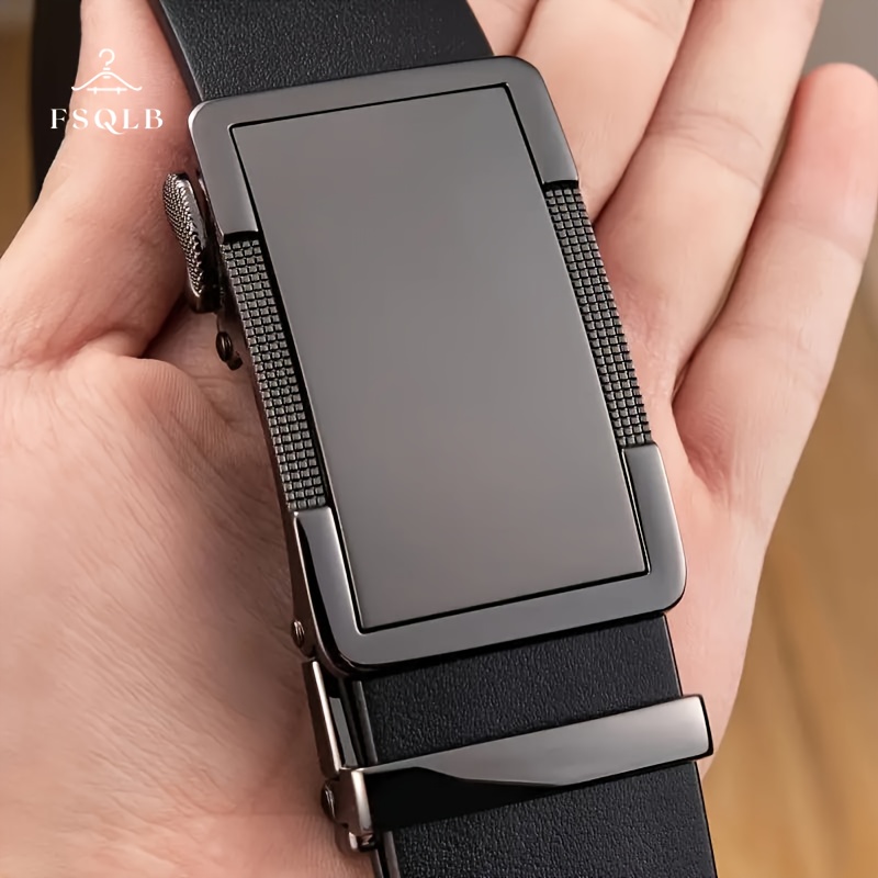 High Faux Leather Belt with Automatic Buckle