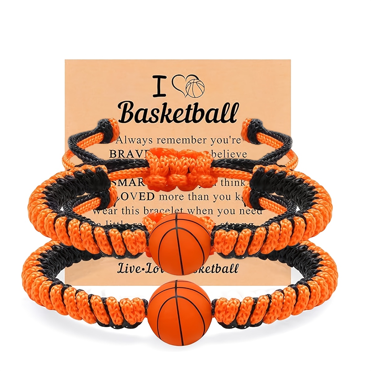 TEMU 2pcs Bracelets de Soccer Baseball Basketball Cadeaux, Bracelets de Poignet Réglables Tressés Fait Main, Bracelets de de Fête de Sport, Articles