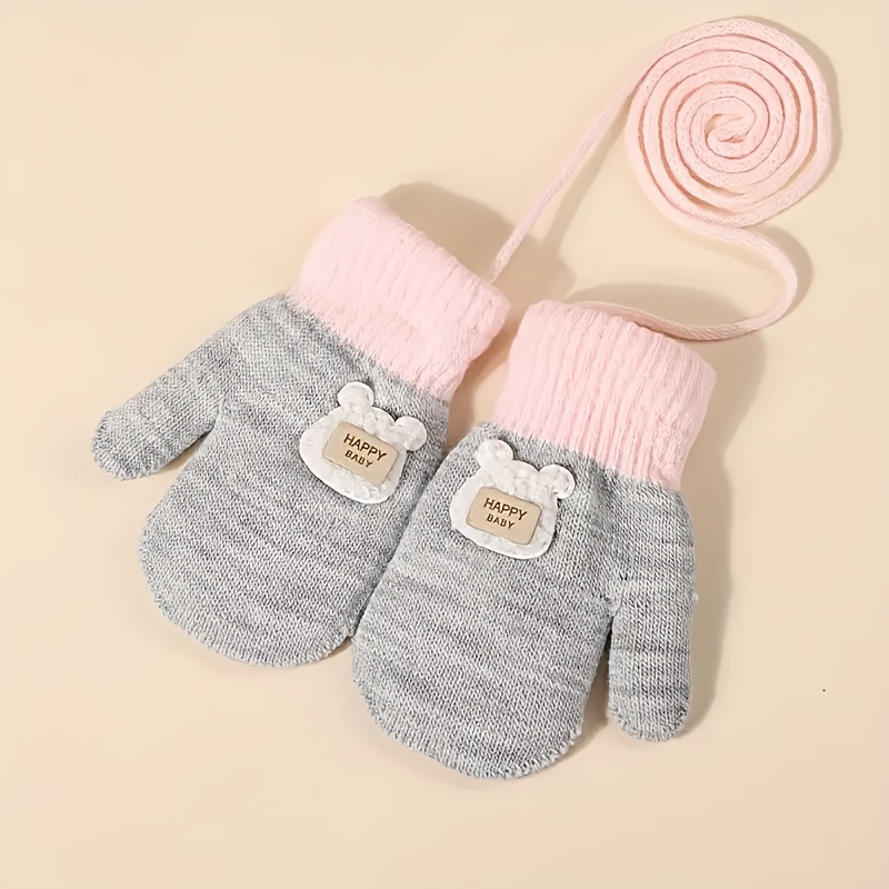 Image of 1 Pair Comfortable Cute Cartoon Animal Gloves - Double-layer Thickened Fleece Warm, Suitable For 1-3 Years Old, Multi-colors