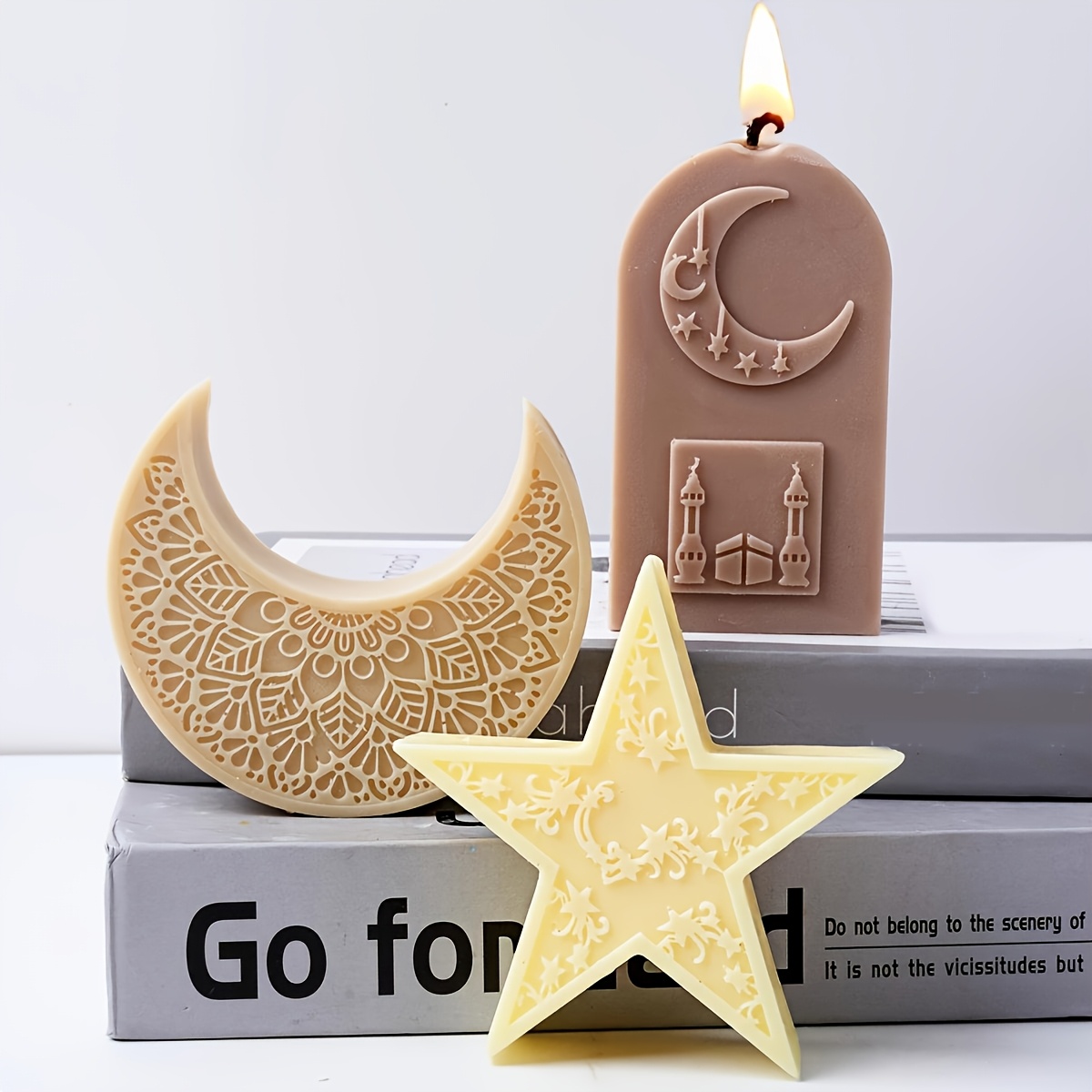 

1pc Ramadan Themed Silicone Mold For Candles & Resin Crafts, Stars And Moon Irregular Shape, Handmade Aromatherapy Decorative Casting Kit