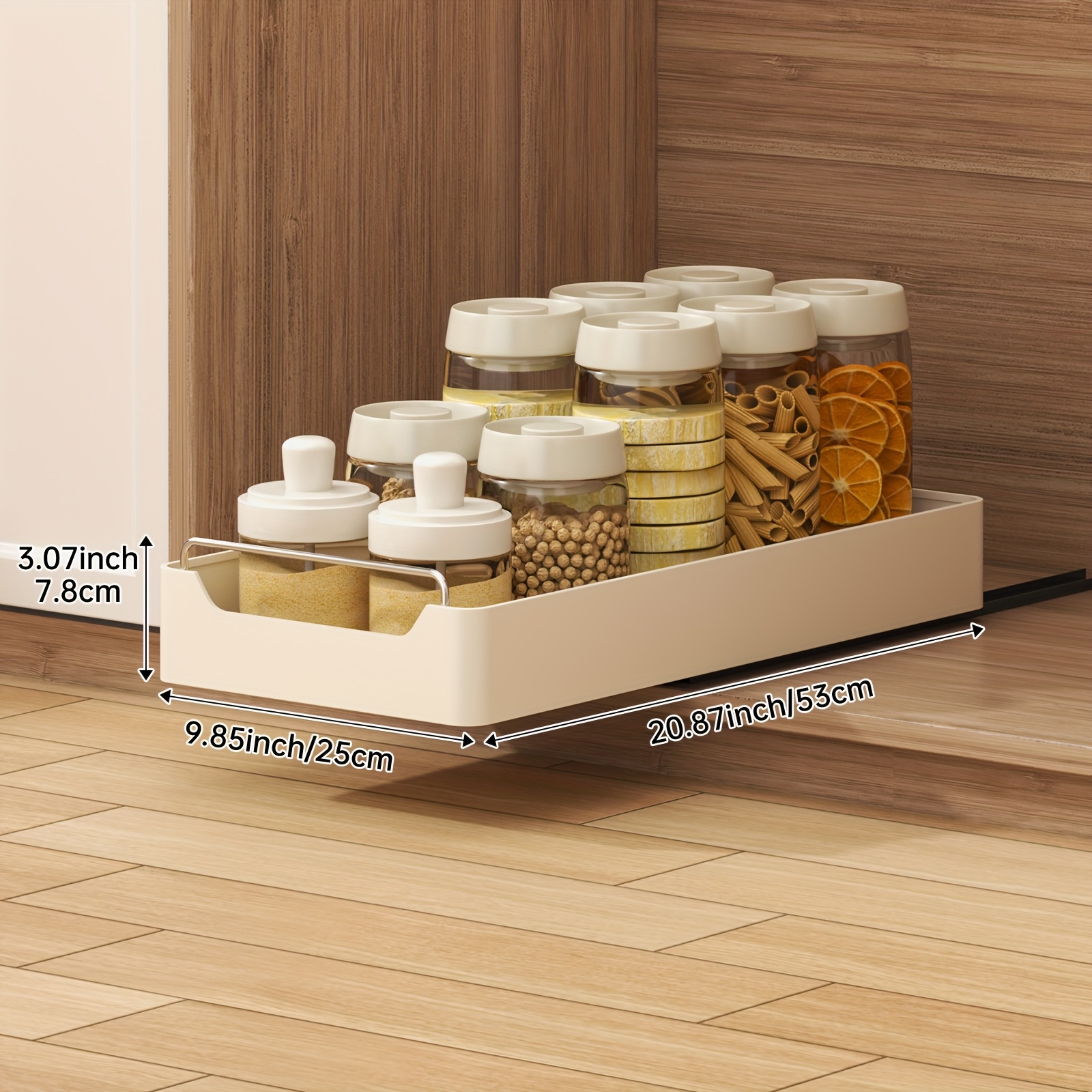 TEMU WNF Organisateur d'étagère coulissante polyvalent - Structure métallique de 52,83 cm de profondeur avec extrémité revêtue, solution de rangement