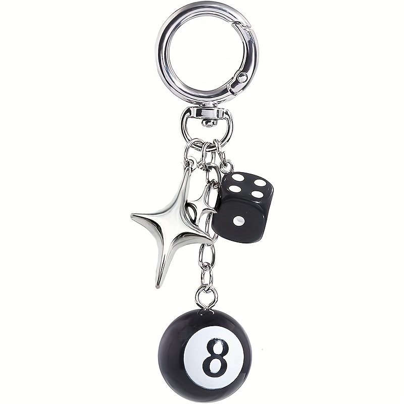 1pc 8 ball dice pendant keychain cute bag wallet purse accessory y2k aesthetic keychain for men and   christmas gift  
