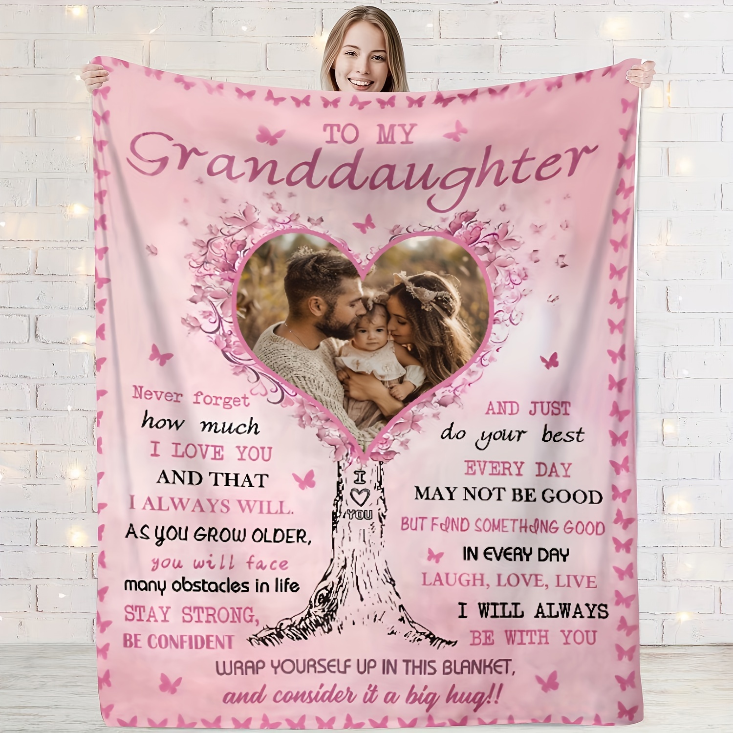 

Custom Blanket Personalized Custom Gift Blanket Photo Blanket Exclusive Gift For Granddaughter Blanket Photo Blanket Soft Flannel Sofa Blanket 1pc
