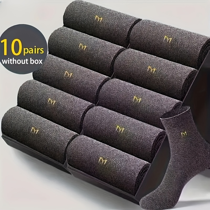 Image of 10pairs Letter M Blend Formal Men's Socks, Soft And Comfortable For , Business Meetings And Outdoor Events American Sizes 9-11