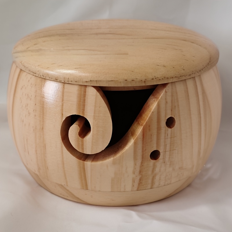 

1pc, Wooden Yarn Bowl, Yarn Weaving Storage Bowl With Lid, Perfect As A Gift For