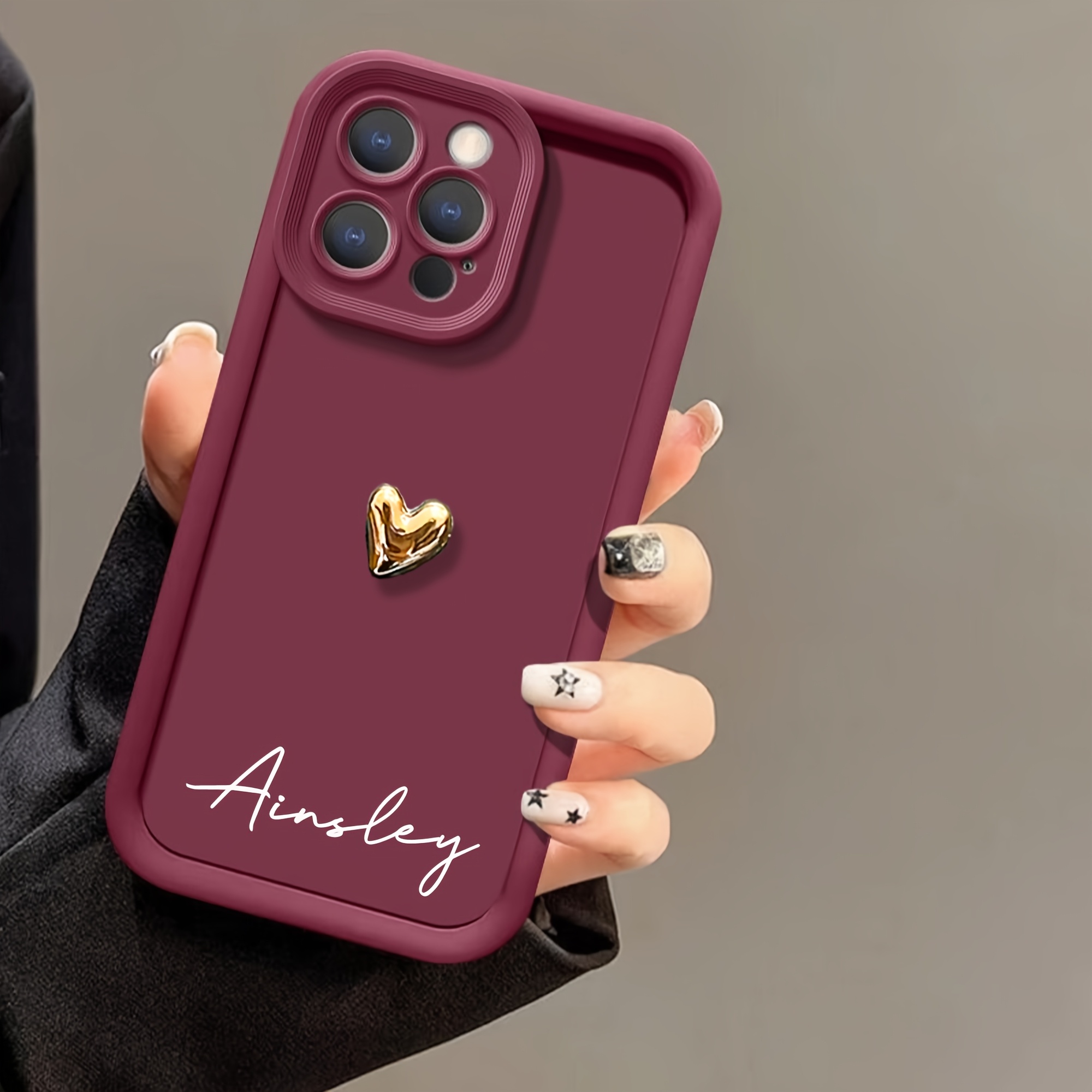 TEMU Phone Case: Personalized Custom Name 3d Heart Phone Case With Phrases Diy Signature Case Compatible With Iphone 18 17 16 15 14 13 12 11 Pro