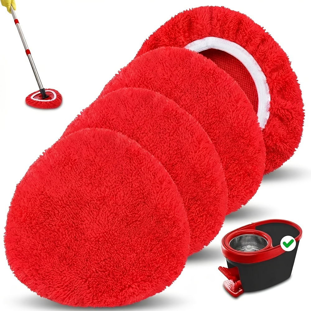 TEMU Lot de 4 têtes de rechange pour balai à franges en microfibre, têtes de rechange réutilisables pour balai rotatif en microfibre, tampons de