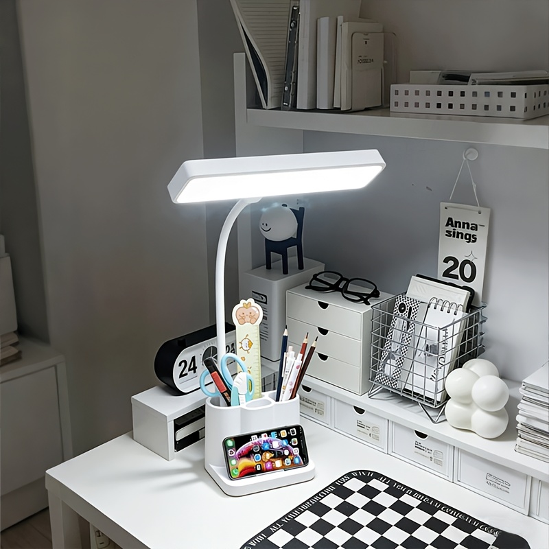 TEMU Lampe de bureau réglable avec protection , lumière LED à 3 niveaux, rechargeable et pliable avec port TYPE-C, convient pour bureau, , veilleuse