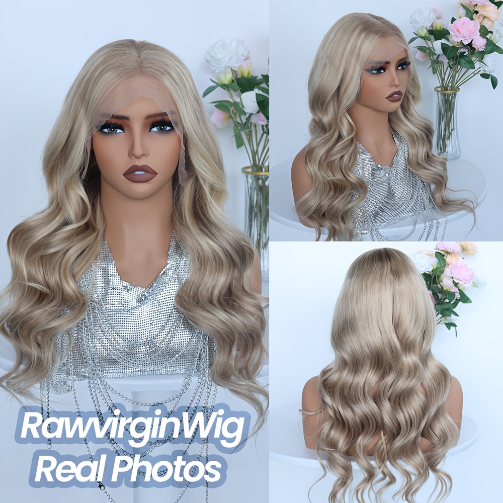 Image of Natural Looking 100% Hair Wig With 200% Density (body Wave) & 13x4 Lace Front/part - Balayage Blonde/ Color, Breathable Cap, Undetectable Hairline - For - Nude Tones, Gloss Finish Lightweight Wig