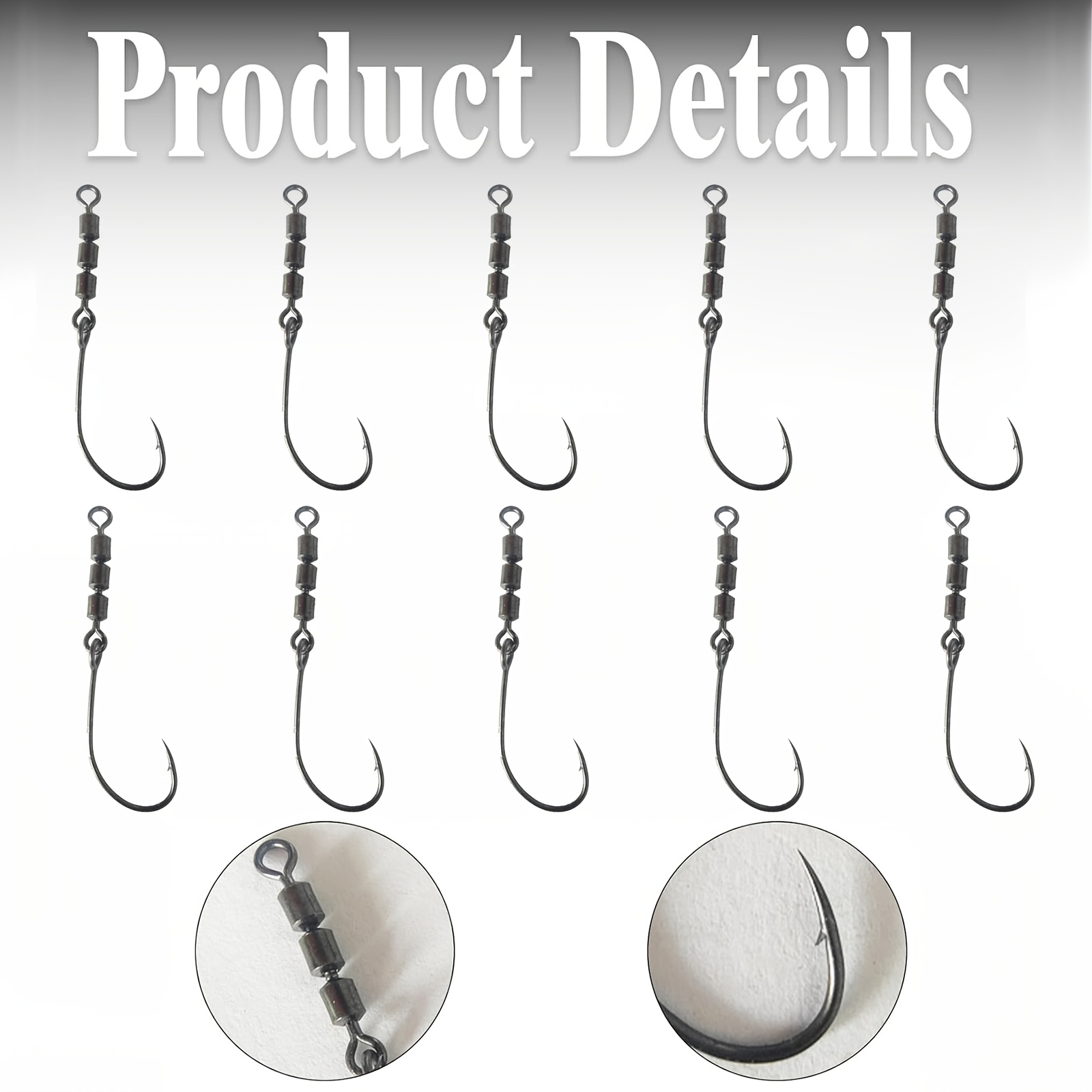 Image of Pack Of 10 Trout Fishing Hooks, Swivel Fishing Hooks For Trout Fishing, Rotary Hook, Trout Hooks Size 8, Perfect For Sea Fishing And Freshwater Fishing