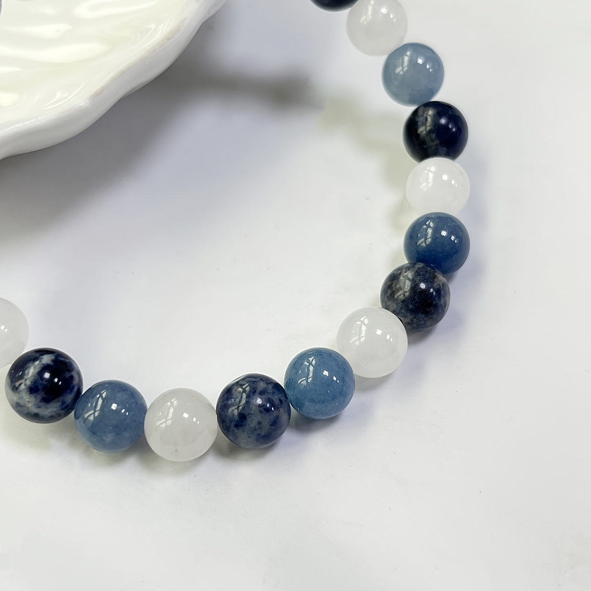 Handcrafted Calming Bracelet Moonstone Sodalite Angelite Beads