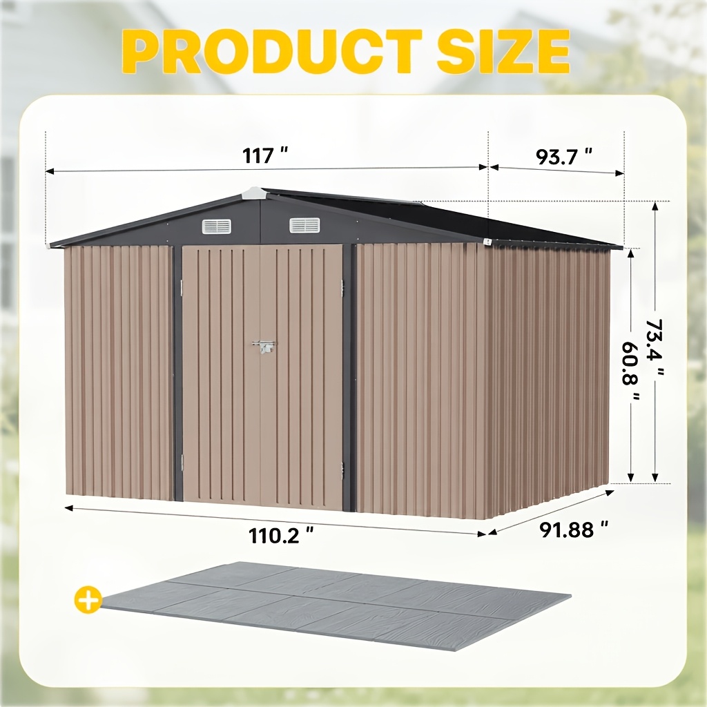 6x4 8x6 10x8 10x12ft multi size outdoor storage shed standard floor   2 options gable roof ventilated metal utility shed for backyard lawn