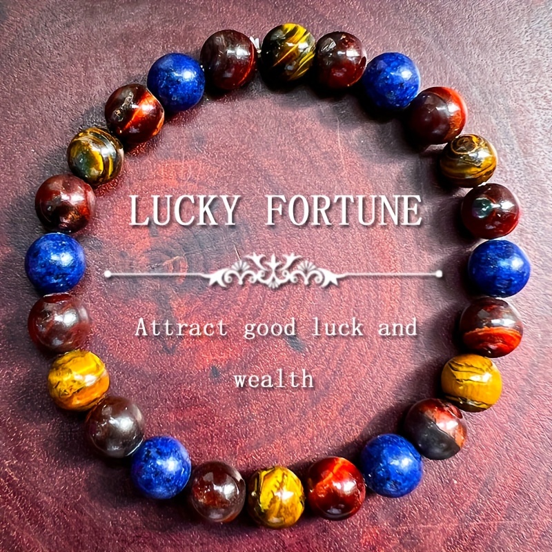 

Lucky Fortune Tiger Eye Beaded Bracelet: Attract Good Luck And Wealth, Perfect Gift For July Birthdays - Suitable For Daily Wear And Special Occasions