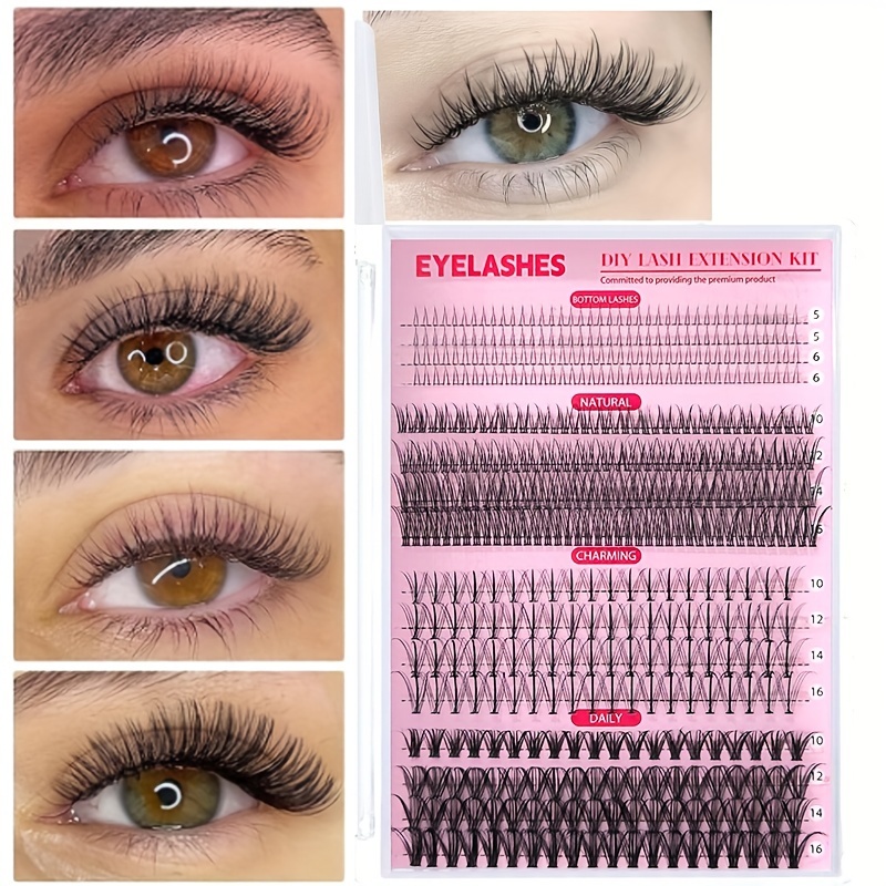 

480pcs Lash Kit - Diy Mixed Styles With Bottom Lashes, 7d Spike & Light Volume Fans, -apply For Salon-quality Results, -free