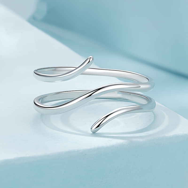 

925 Sterling Silver Adjustable Twist Ring, Hypoallergenic , Party Jewelry Accessory, Design, No Power Required