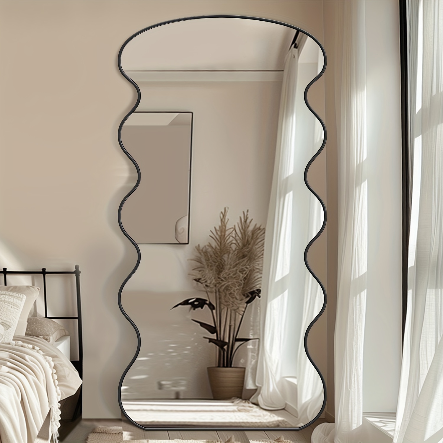 

Full Length Mirror, Wavy Mirror Full Length, Oversized Floor Mirror With Stand Large Floor Mirror Wavy Mirror Standing Mirror, Mirror For Bedroom, Living Room Cloakroom