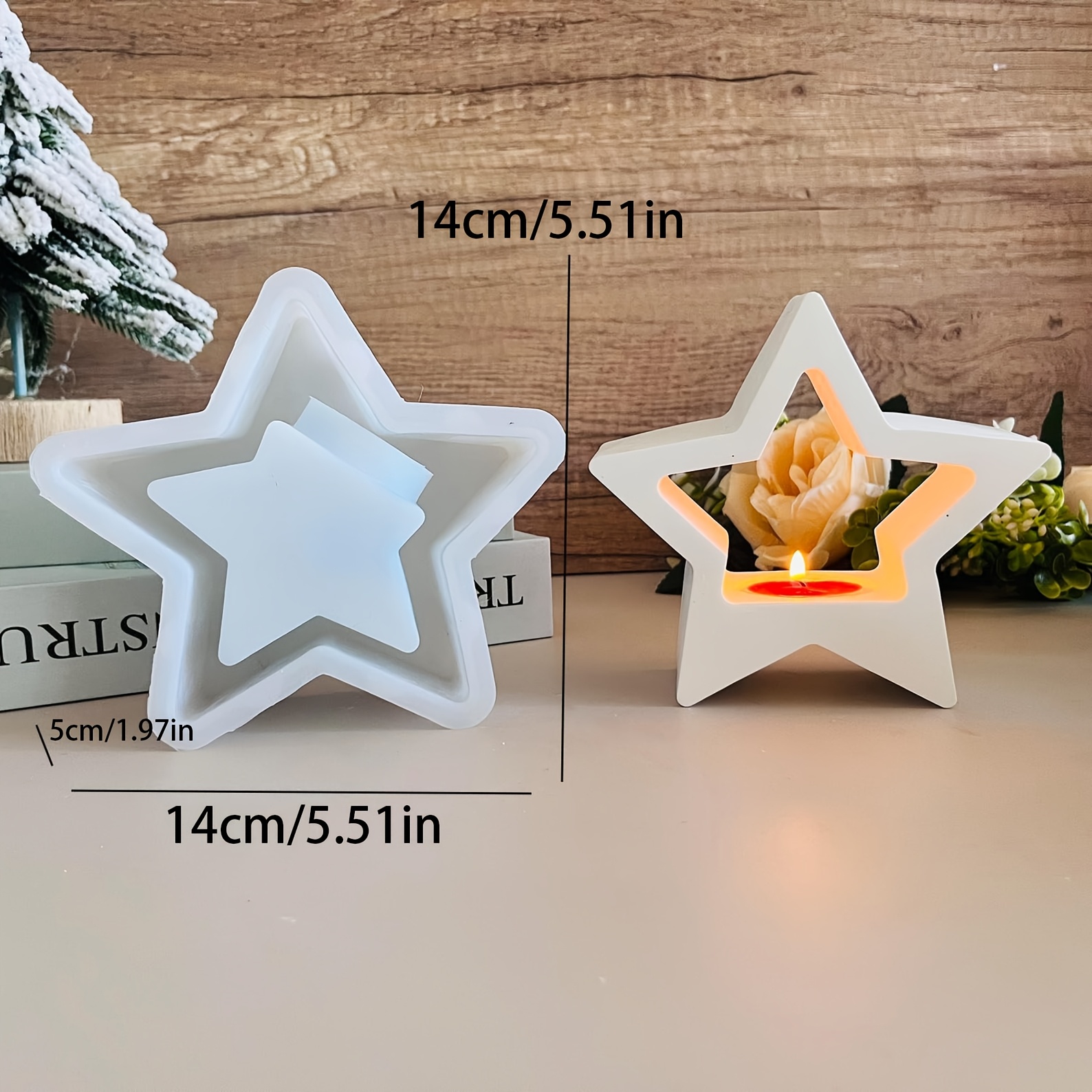 Star-shaped Silicone Mold For Tea Light Holders - Pentagram Candle Holder Casting, Christmas Decor Concrete & Plaster Craft Mould
