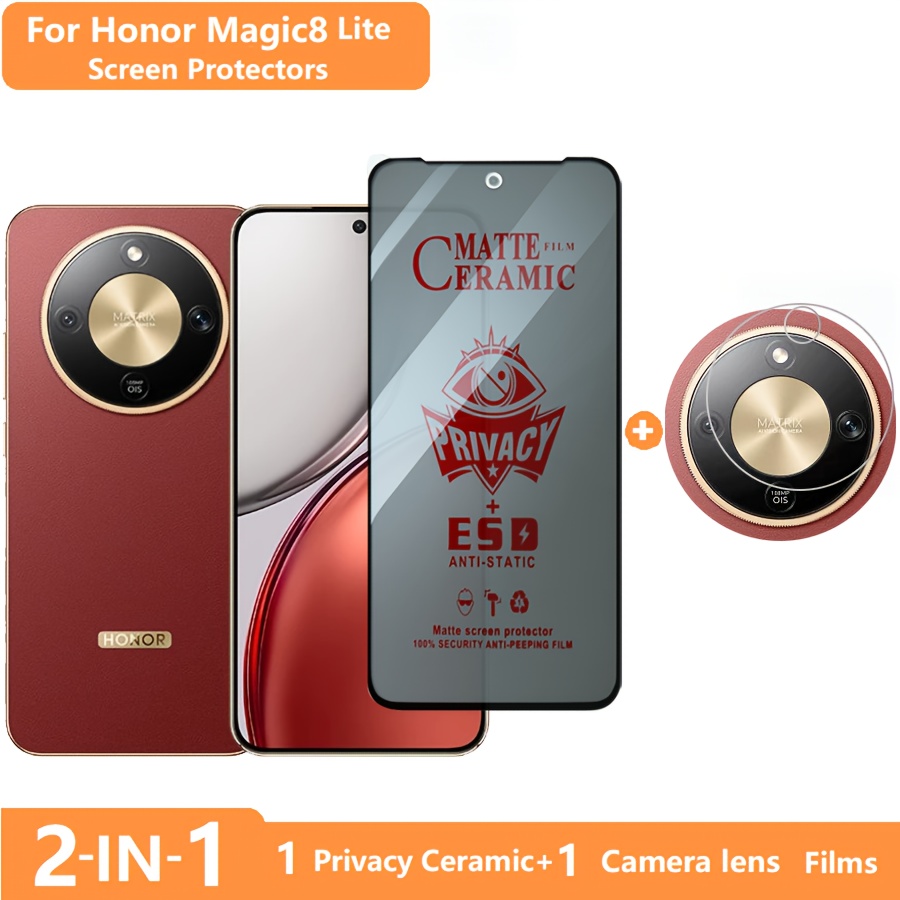 TEMU Películas -espía para Pantalla y Lente de Cámara para Honor Magic8 Lite, Protector de Pantalla Magic 8Lite, Películas de Privacidad, Película de
