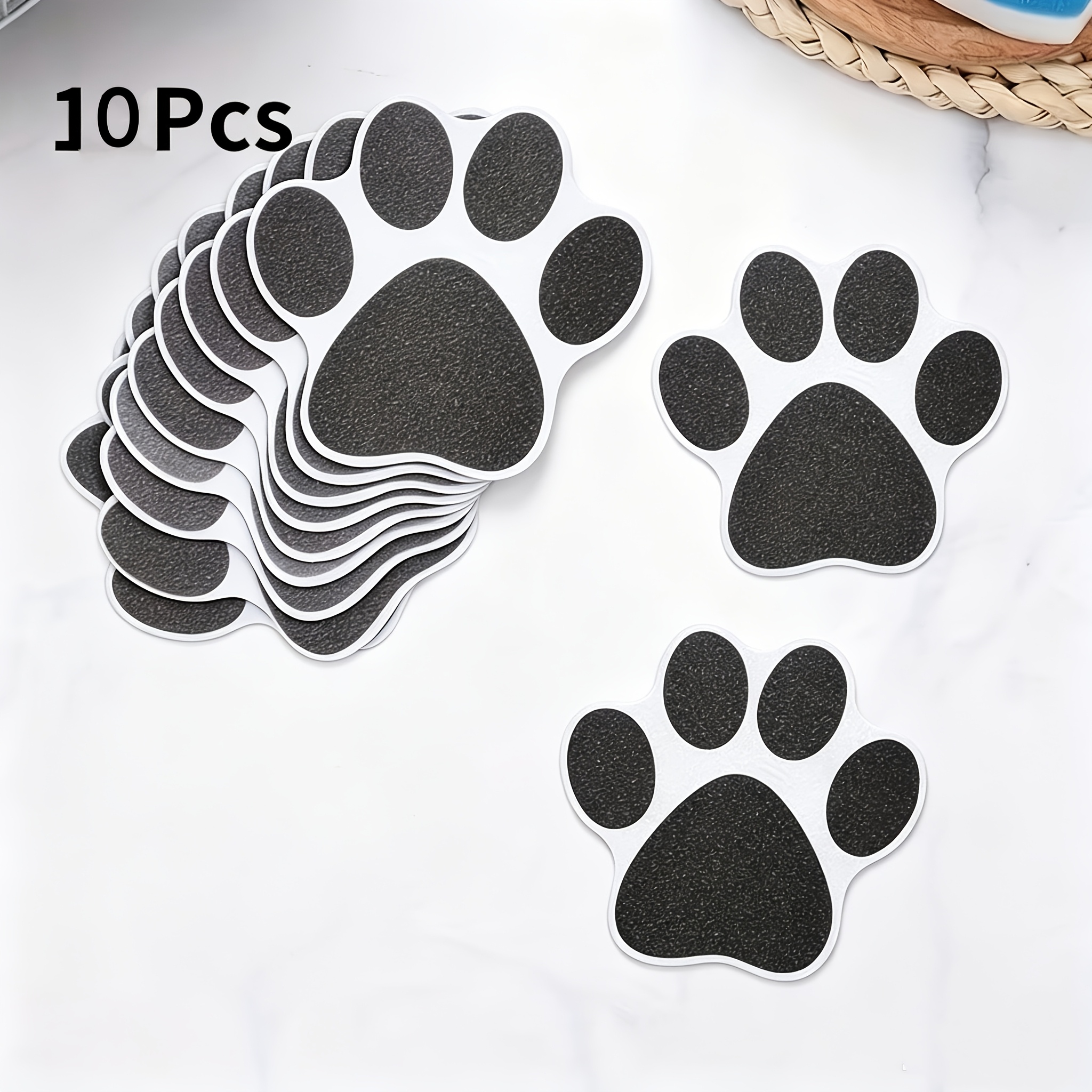 TEMU 10pcs Frosted Anti-slip Bathtub Stickers, Shower Floor Stickers, Safety Adhesive. Cat Paw Shaped Decals, Bathtub Step Anti-slip Decals, Suitable