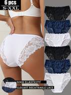 6pcs womens lace panties elegant floral print underwear soft breathable fabric solid color black white blue comfortable stylish for casual attire lace trim underwear comfortable underwear sophisticated style durable construction comfortable undergarments fashionconscious women everyday underwear feminine design lightweight underwear supportive underwear stylish women