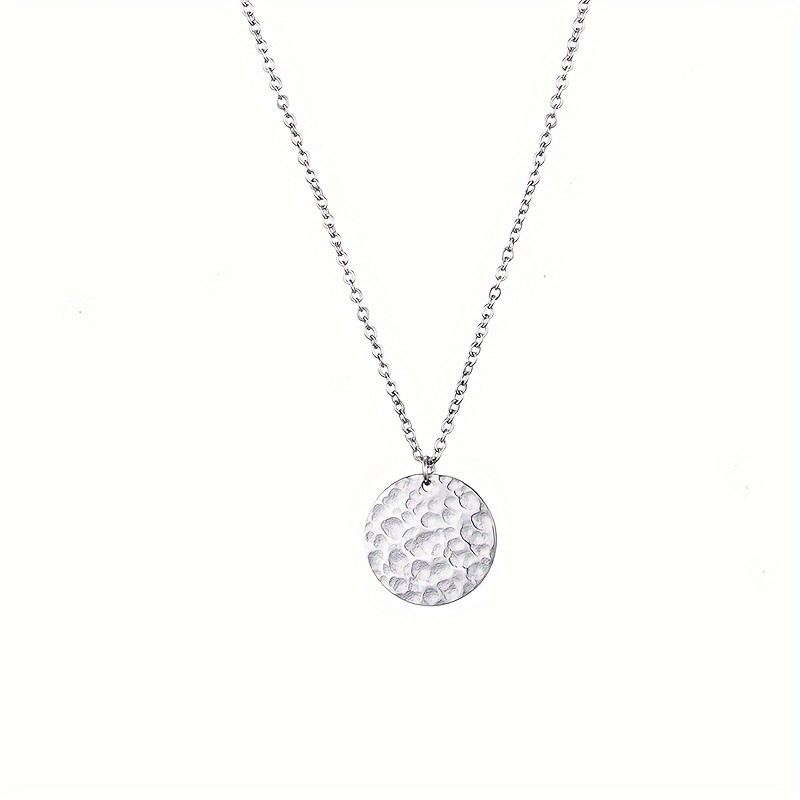1pc Of Stylish And Minimalist Shiny Single-hole Round 13mm Pendant Necklace For Women, Wear And , Made Of Stainless Steel