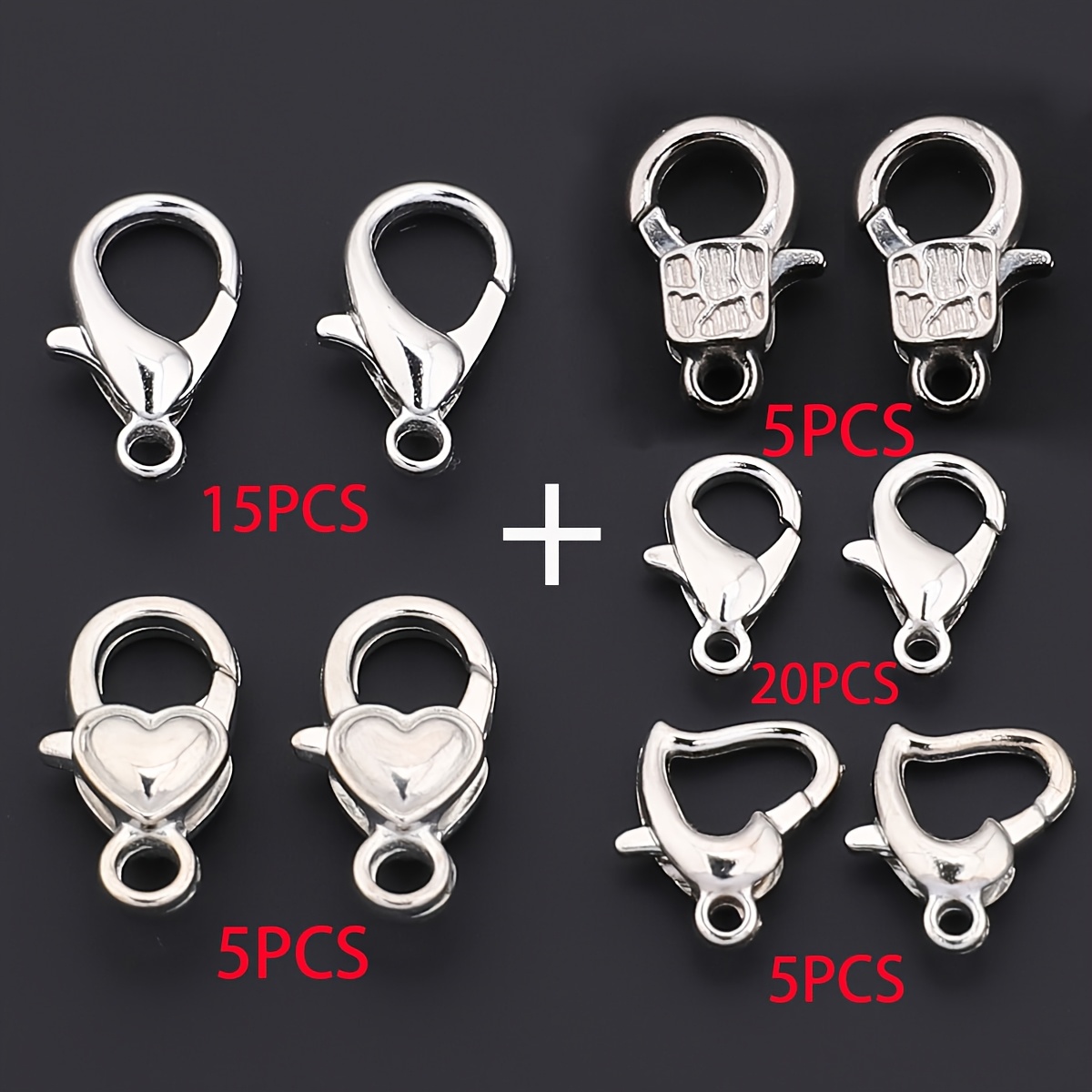 TEMU 50 pièces Mélange de Fermoirs , Fermoirs en Alliage de , Accessoires de Bijouterie, DIY Perles, Connecteurs d'Espacement, Maillons de Bracelet,