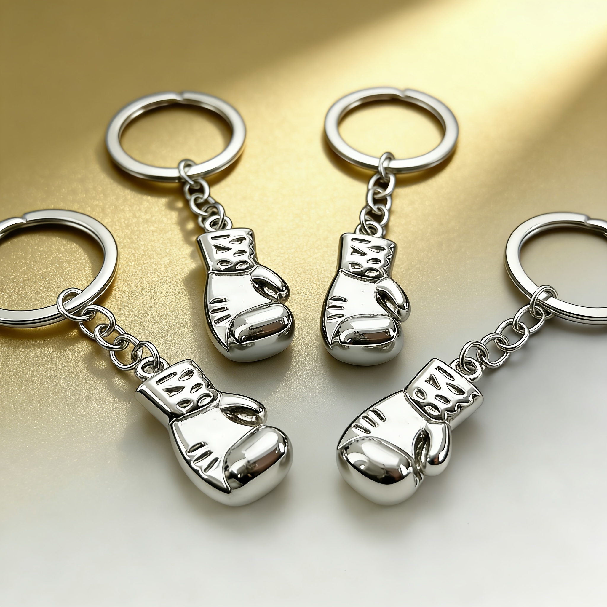 Image of 4pcs Of Novelty Boxing Glove Keychains, Alloy Key Rings, Backpack Car Key Pendants, Perfect Gifts For , Family, And , Suitable For Everyday Wear