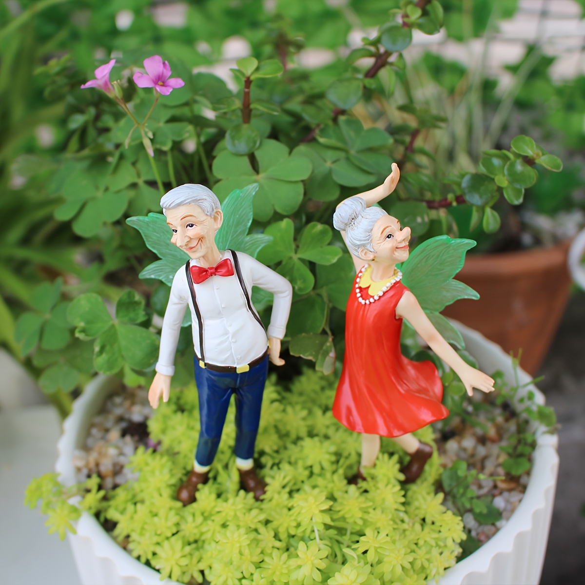 E-shop 2 Stück Opa und Oma , kreative Gartendekoration Ornamente, Geschenke für Großeltern, Familiengeschenke, Outdoor Gartendekoration Bonsai