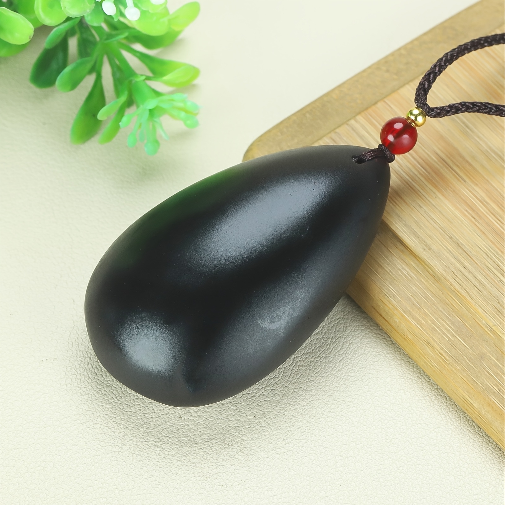 TEMU Medicinal Amber Pendant "peace And Safety" Charm, Ethnic Style Amber Necklace Pendant, Genuine Teardrop Sweater Chain For Men And Women