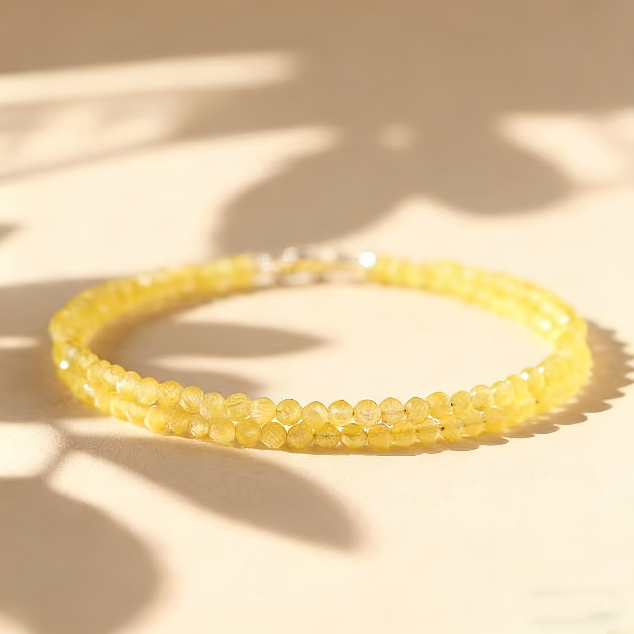 Women's Easy Faceted Bead Necklace with Yellow Zirconia Pendant