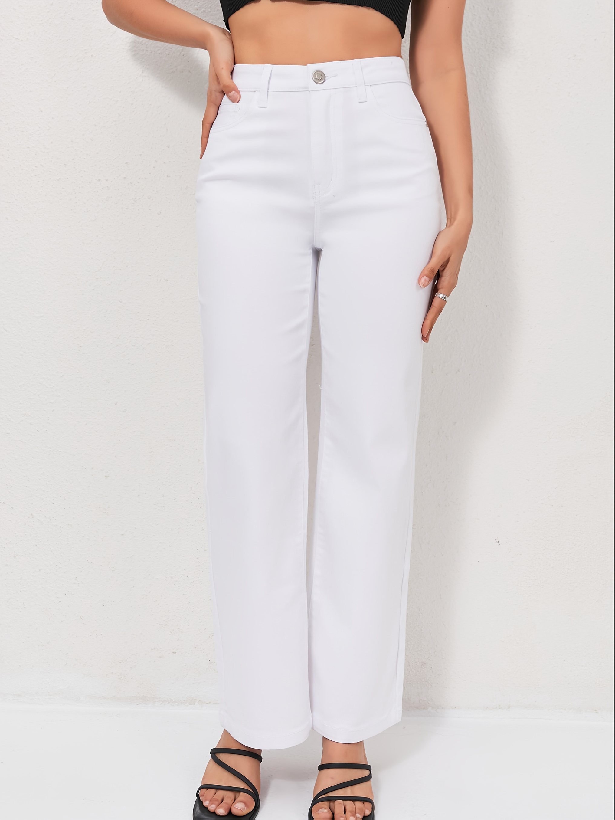 ženske bijele hlače ravnog kroja elegantan stil