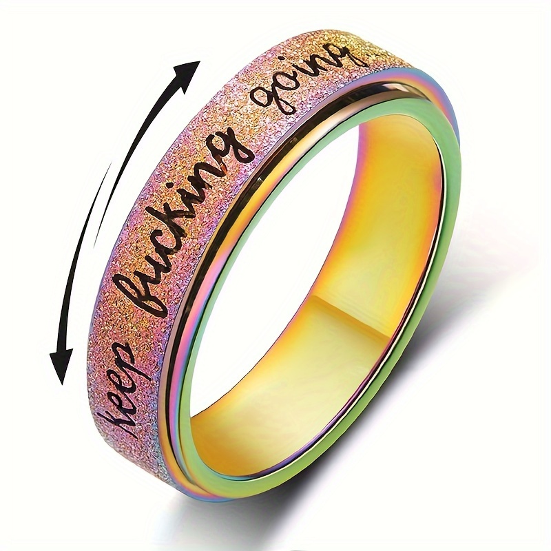 1pc Simple Stainless Steel Rotating Ring Colorful Finger Band Ring Jewelry For Women Men Daily Wear