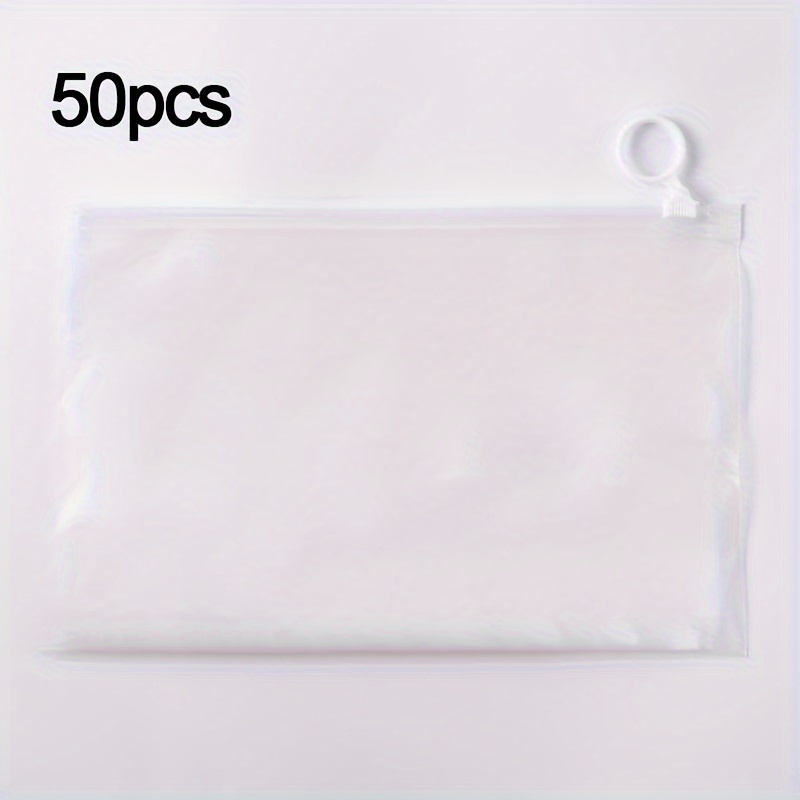 TEMU 50 Heavy Duty Clear Plastic Zipper Bags With Pull Tabs - Perfect For Organizing Socks, Underwear, And More - Suitable For Various Room Types