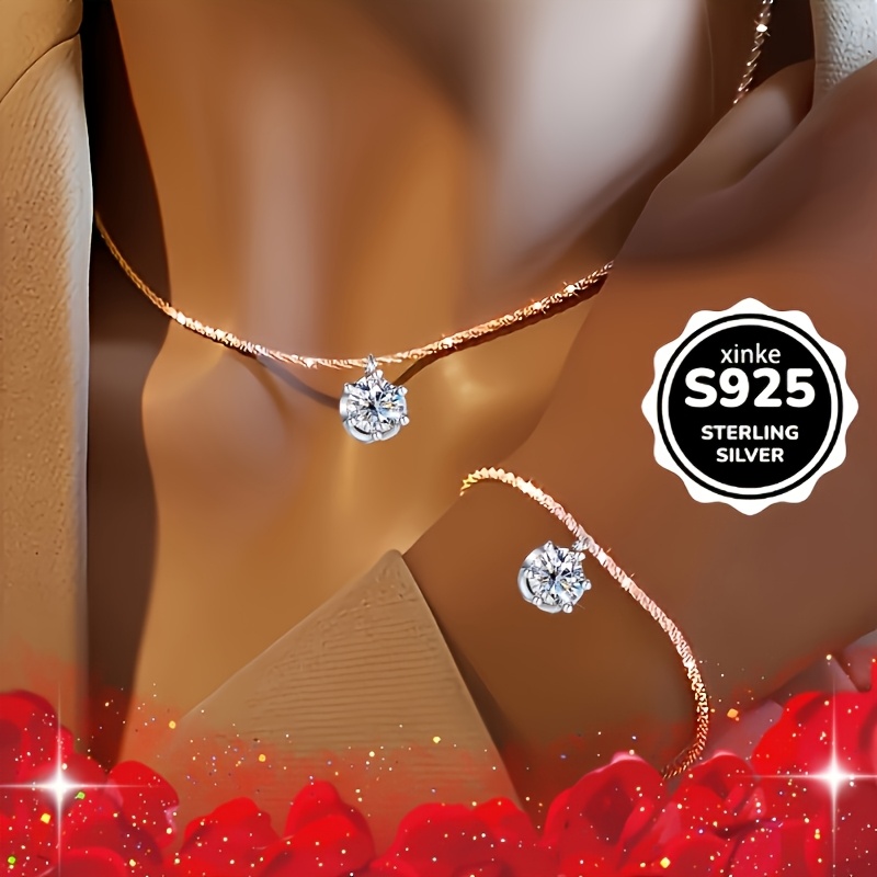 925 Sterling Silver Zirconia Pendant Necklace & Bracelet Set