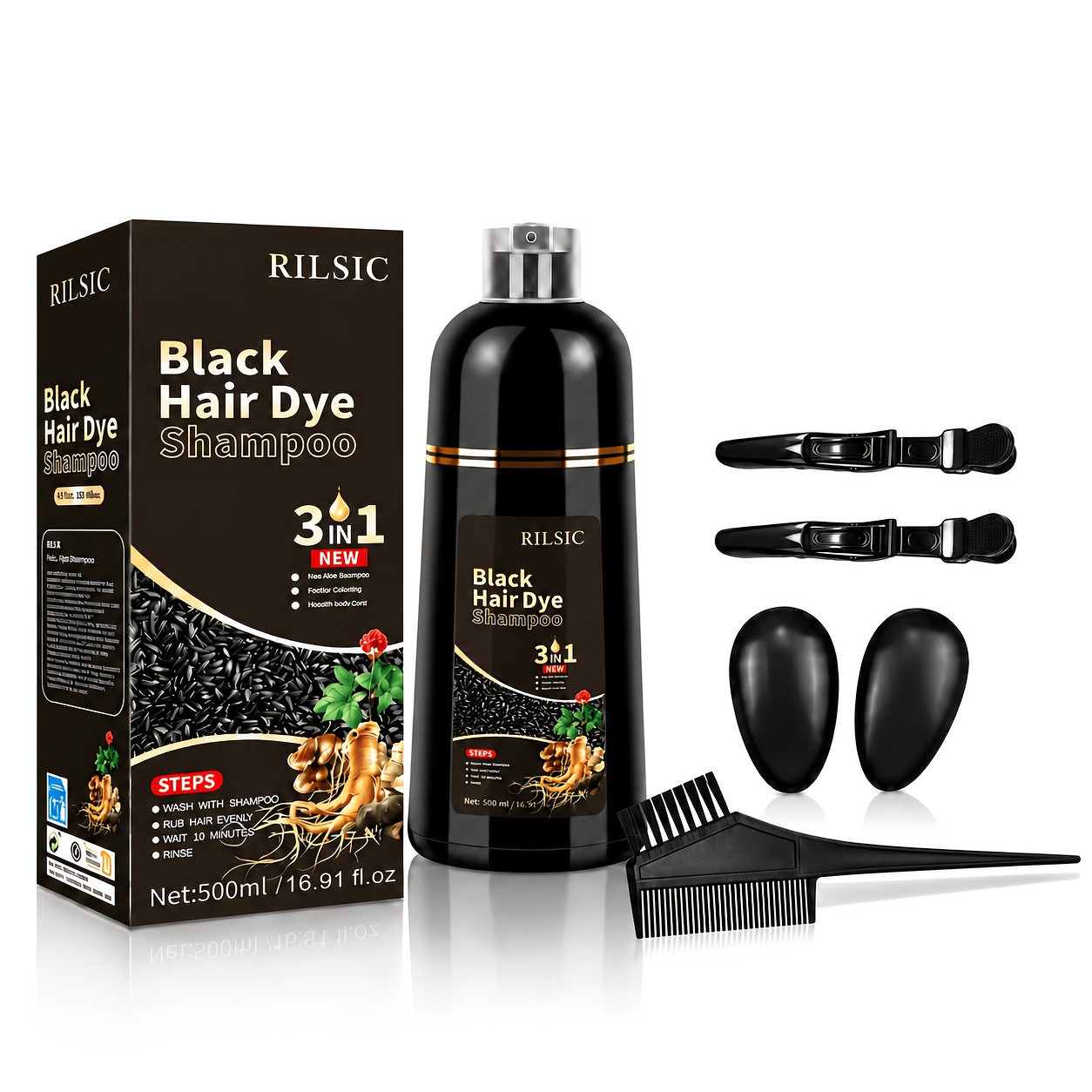 TEMU Shampoo Colorante per Capelli 3 In 1 per Donna & , Shampoo Colorante Istantaneo, Copertura Capelli , Naturale in Minuti, Facile da , Senza